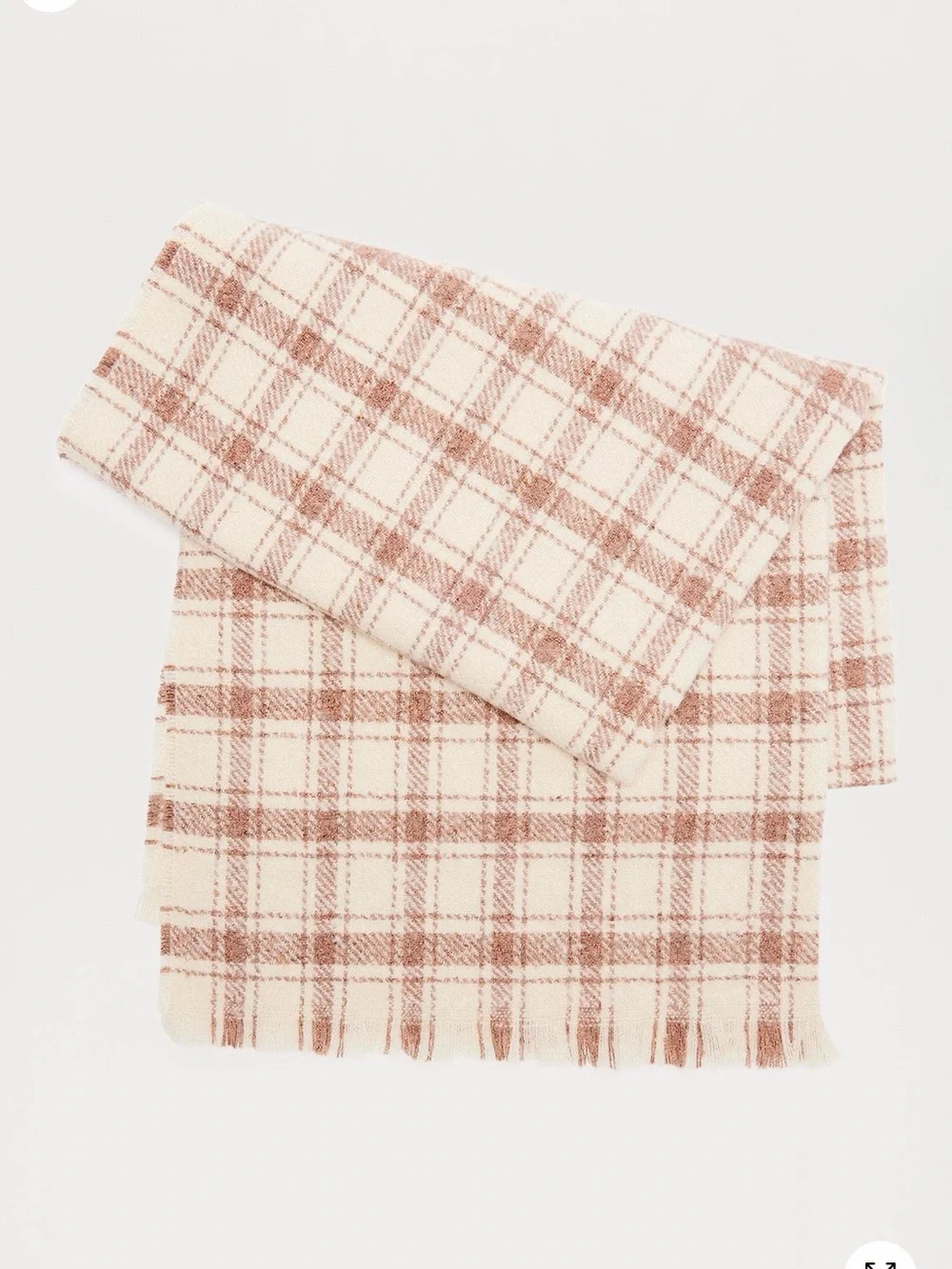 Cozy Plaid Fringe Scarf in Cream & Taupe
